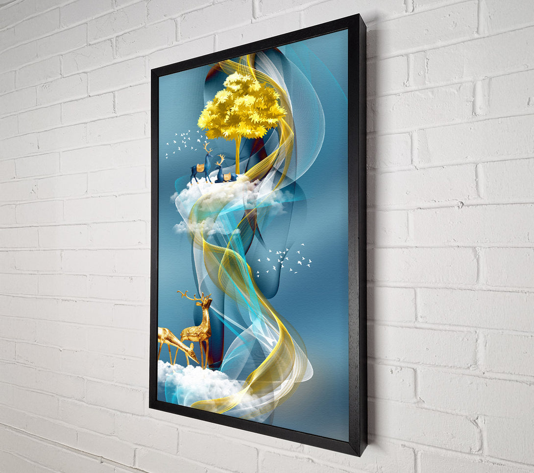  A Canvas Print of Deer Gold Wave Canvas Print
