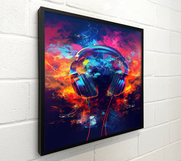 Blue Headphones In Fire