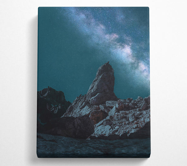  A Canvas Print of Teal Night Sky Peak Canvas Art