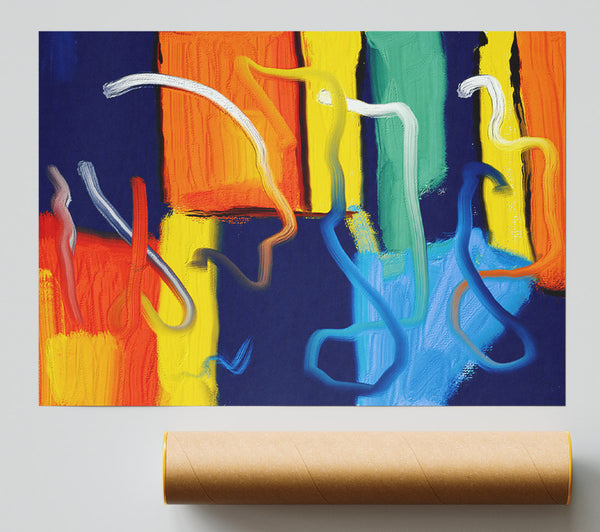 Blue Swirls And Orange Hues Giclee Print