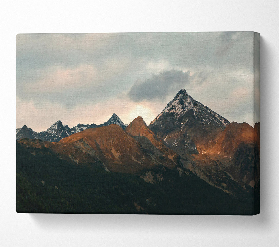  A Canvas Print of Golden Mountain Peaks Canvas Print