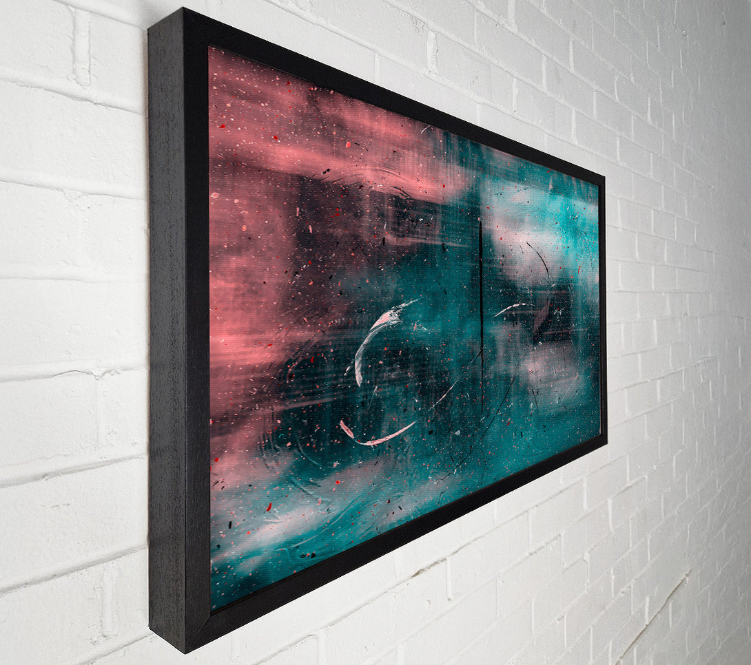  A Canvas Print of Teal Abstract Scratches Canvas Wall Art