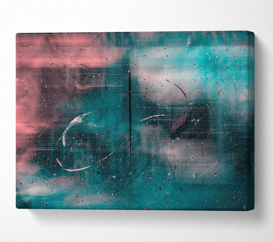  A Canvas Print of Teal Abstract Scratches Canvas Wall Art