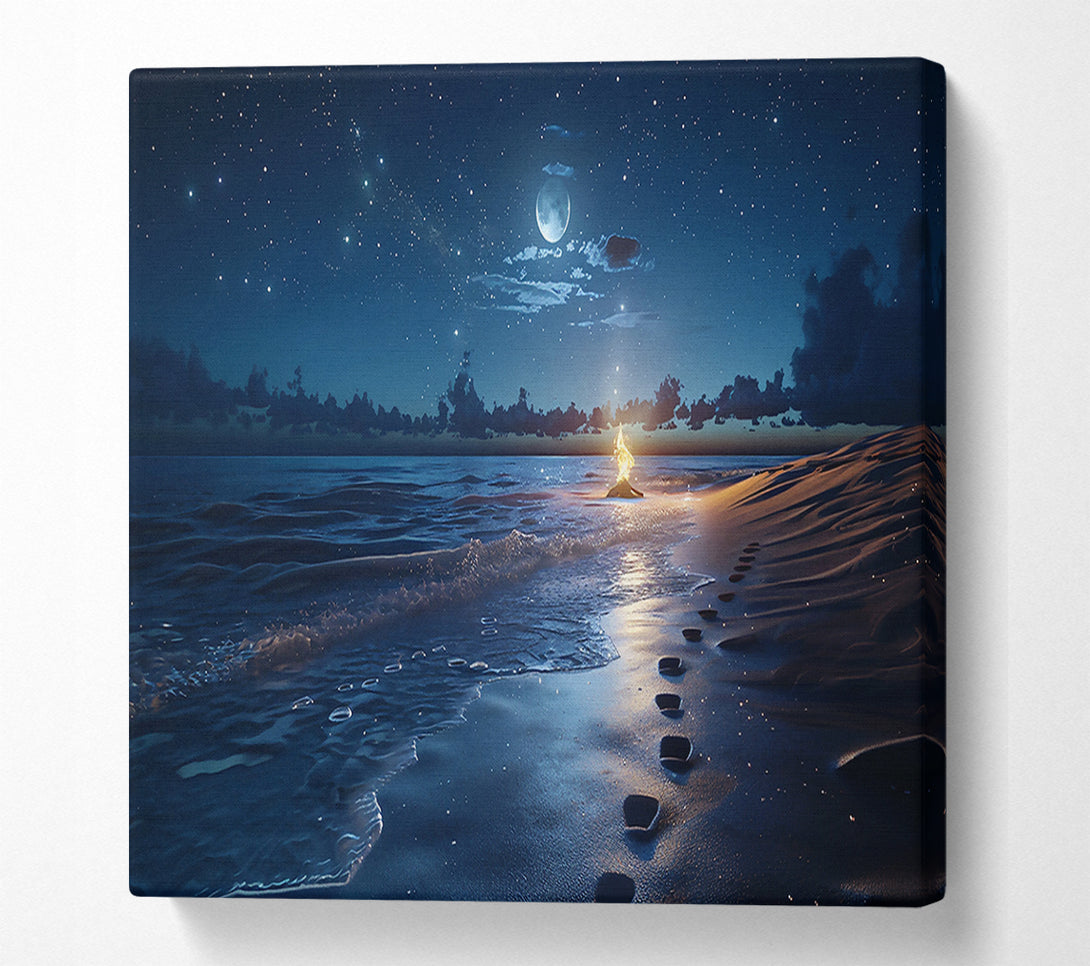  A Canvas Print of Blue Night Fire Canvas Wall Art