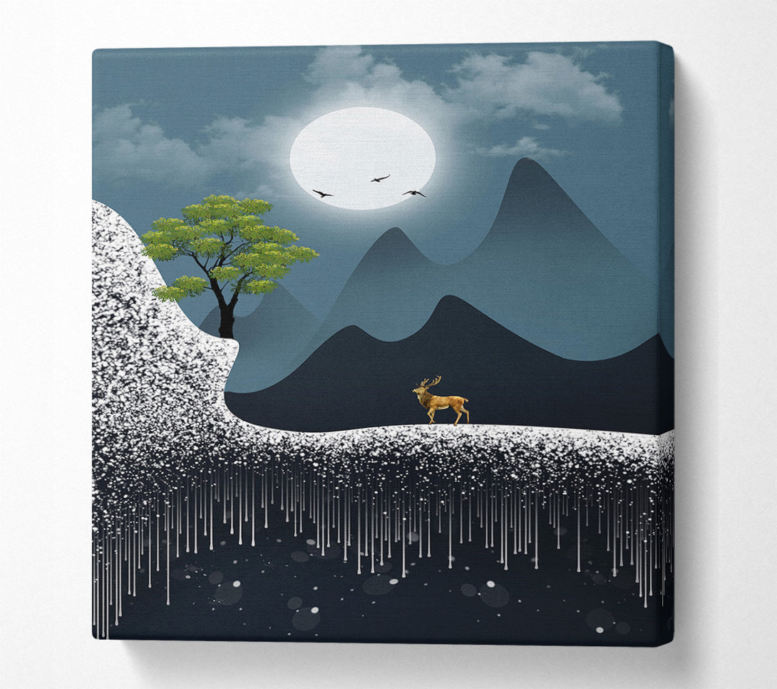  A Canvas Print of Deer Moon Walk Canvas Art