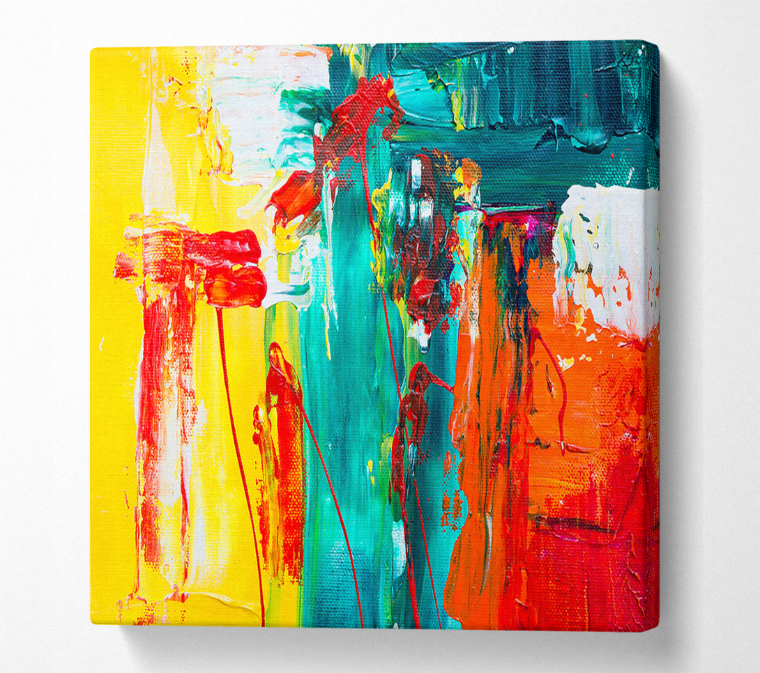  A Canvas Print of Teal Abstract Expressionism Canvas Art