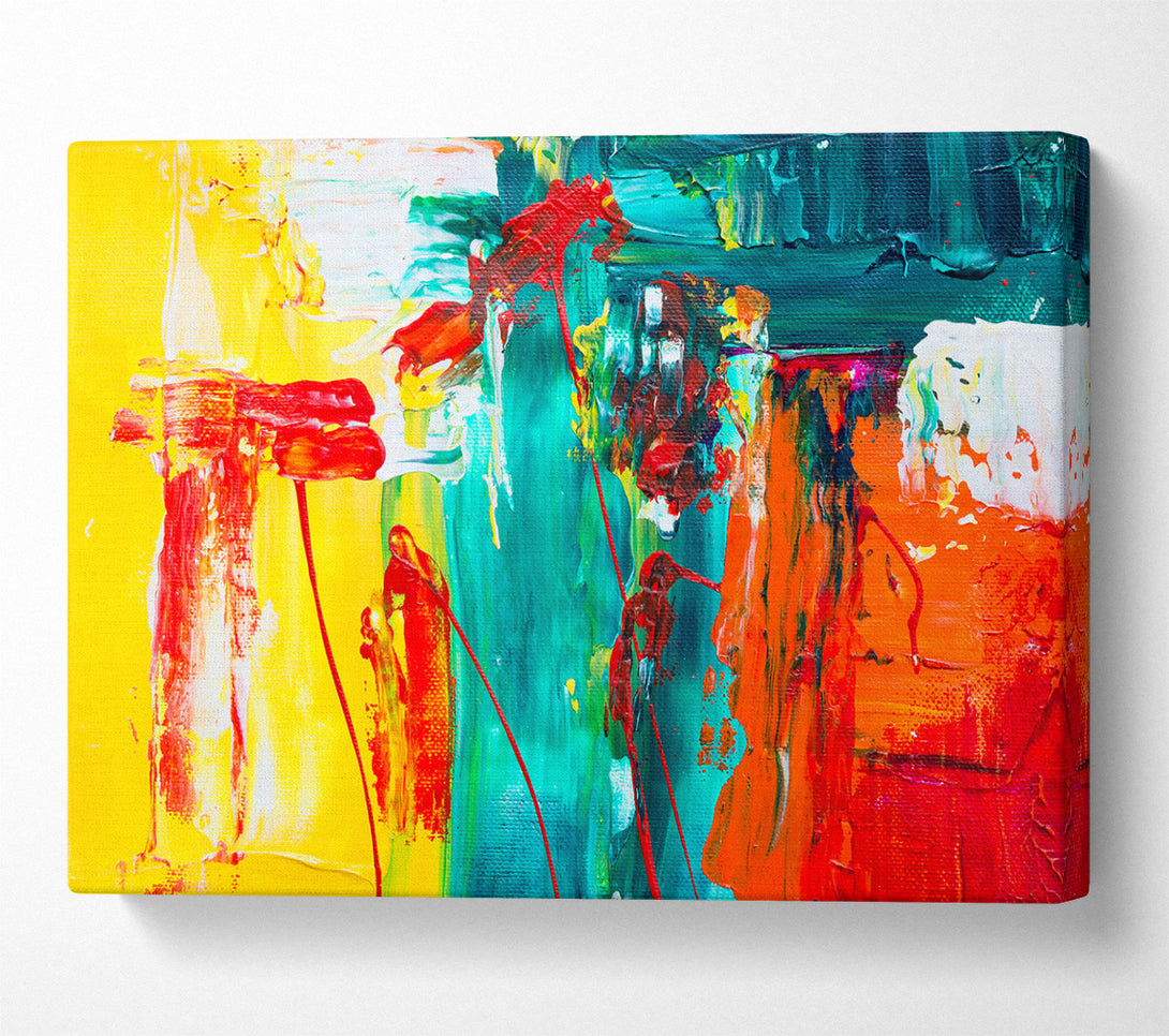  A Canvas Print of Teal Abstract Expressionism Canvas Art