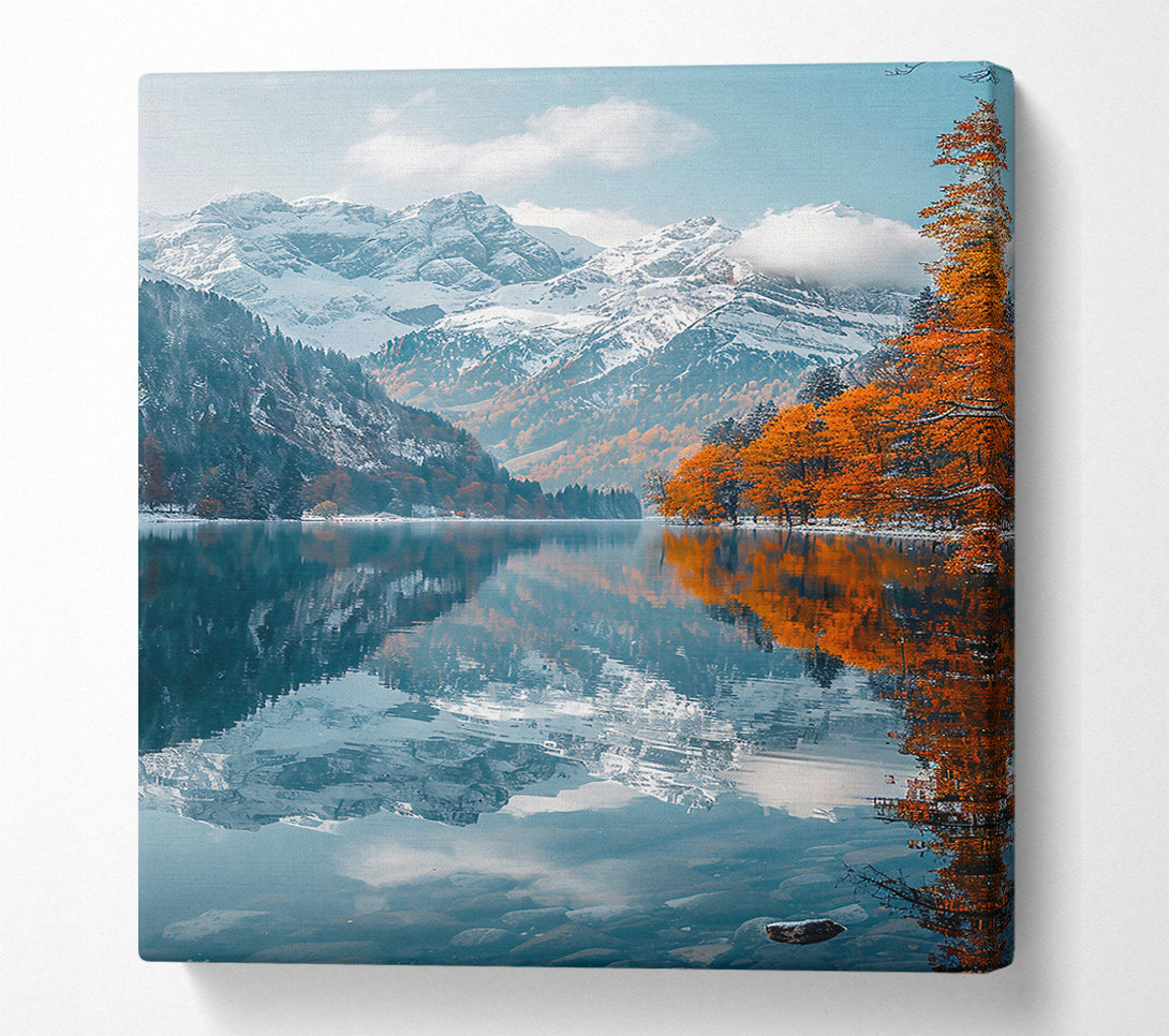  A Canvas Print of Autumn Reflection In Blue Canvas Art