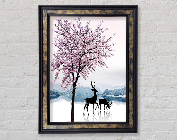 Deer On The Ice Framed Print