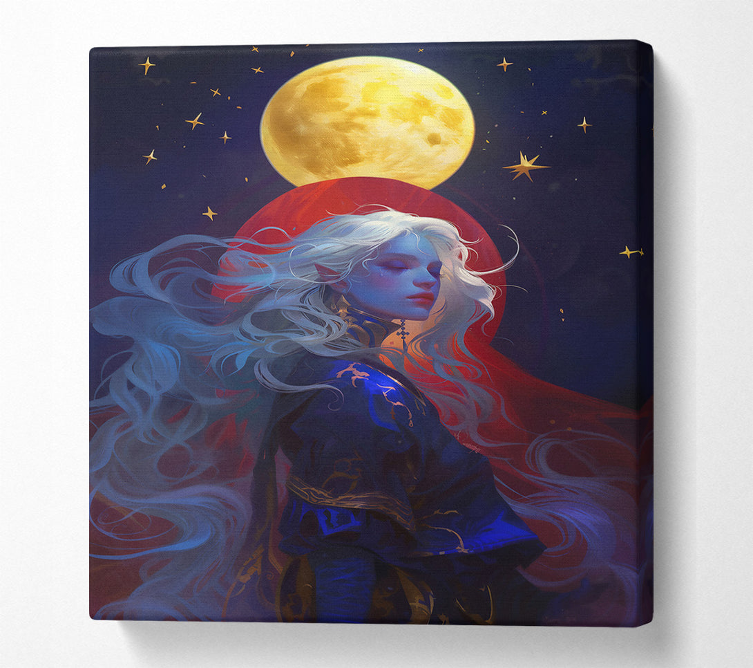  A Canvas Print of Blue Moon'S Reflection Canvas Print