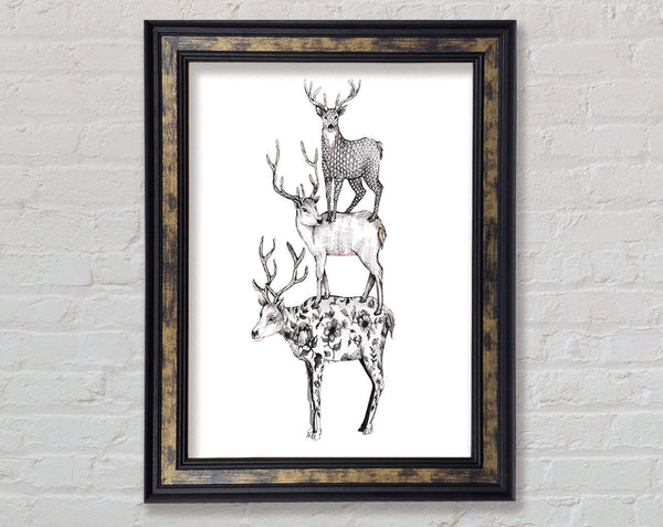 Deer Stack Framed Print