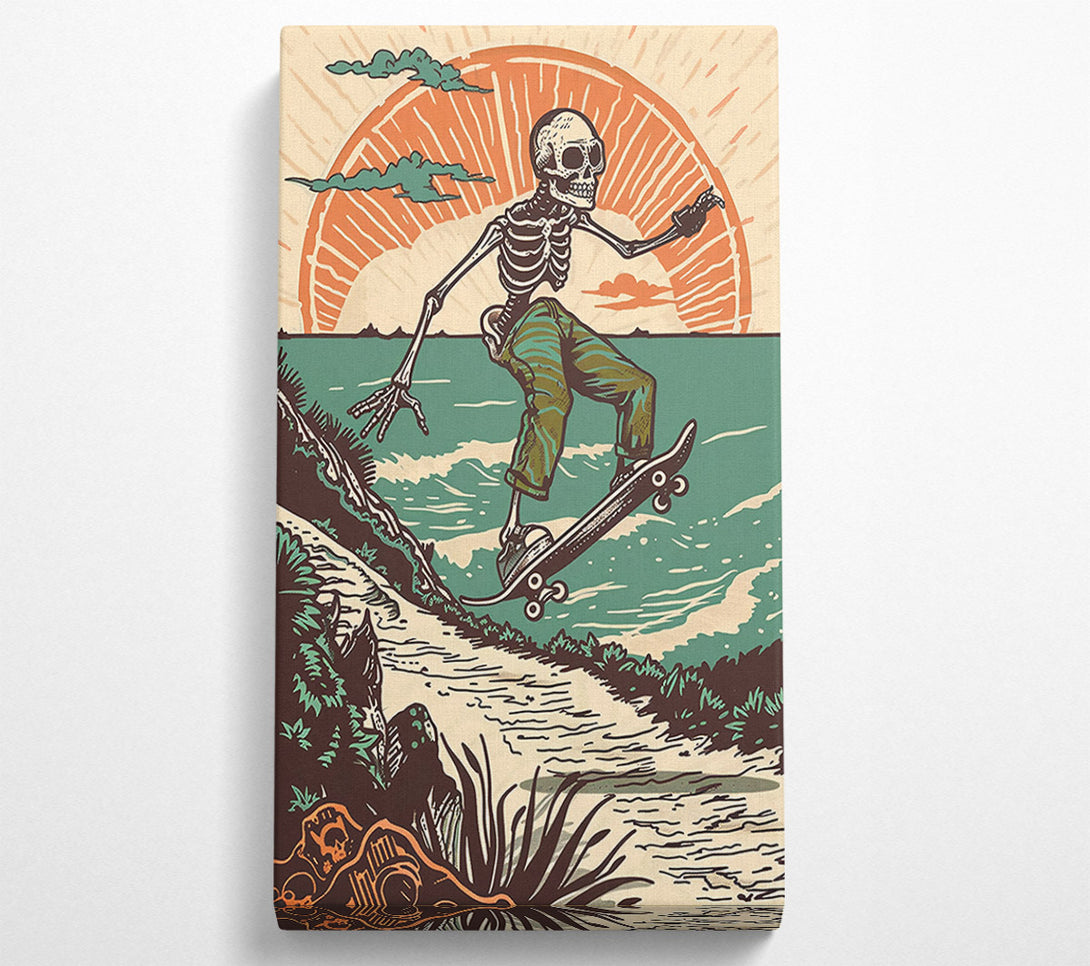 A Canvas Print of Teal Sunset Skateboarding Canvas Art