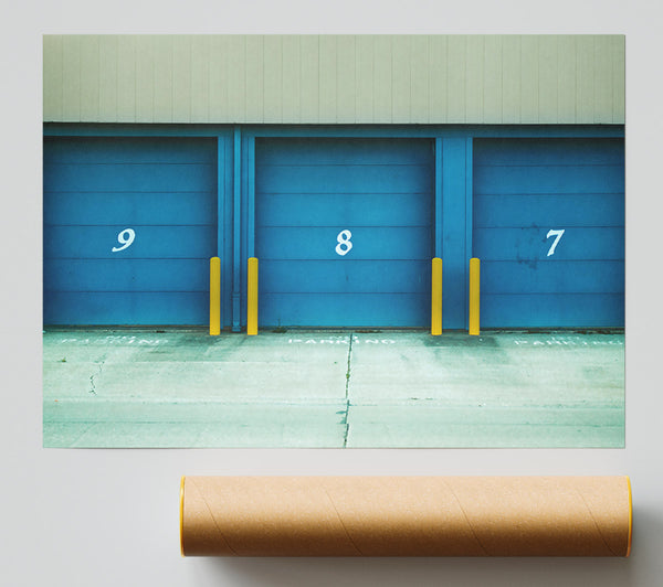 Blue Garage Doors Print
