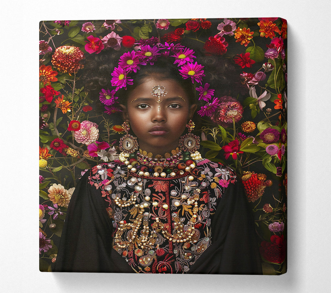  A Canvas Print of Crimson Floral Gaze Canvas Art