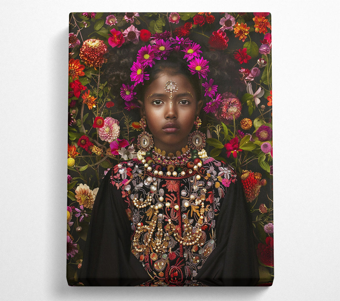  A Canvas Print of Crimson Floral Gaze Canvas Art