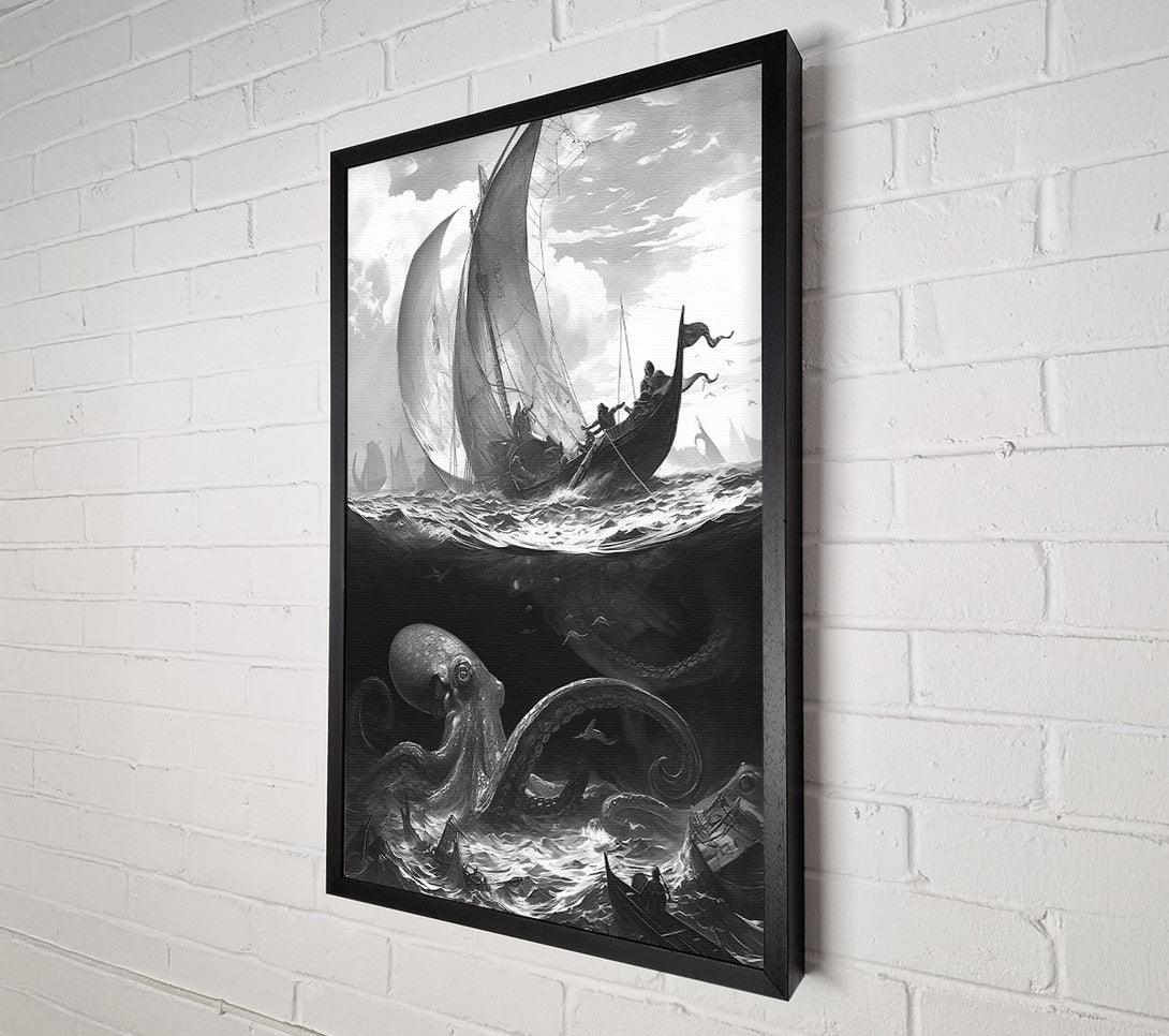 A Canvas Print of Black Kraken'S Shadow Canvas Wall Art