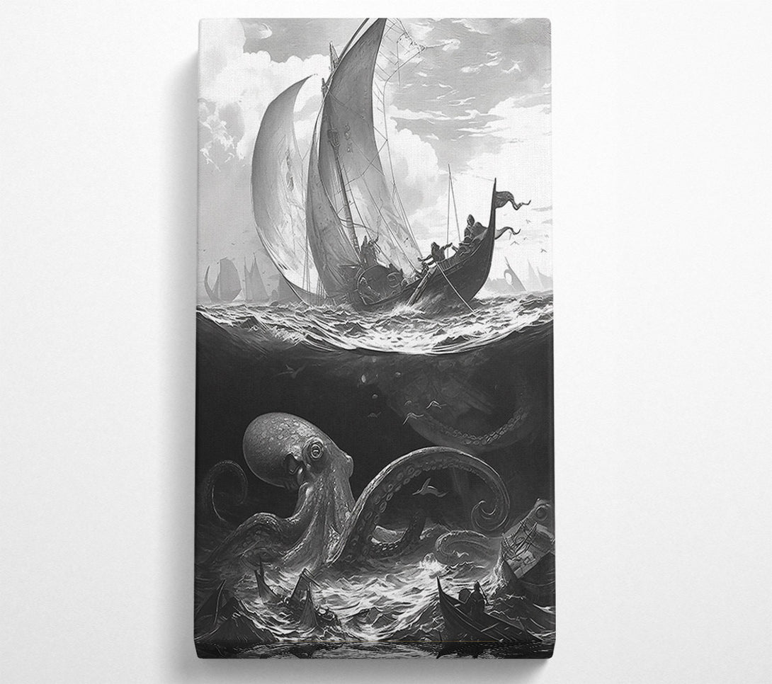  A Canvas Print of Black Kraken'S Shadow Canvas Wall Art