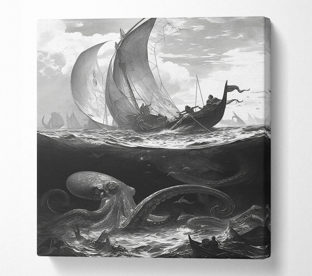  A Canvas Print of Black Kraken'S Shadow Canvas Wall Art