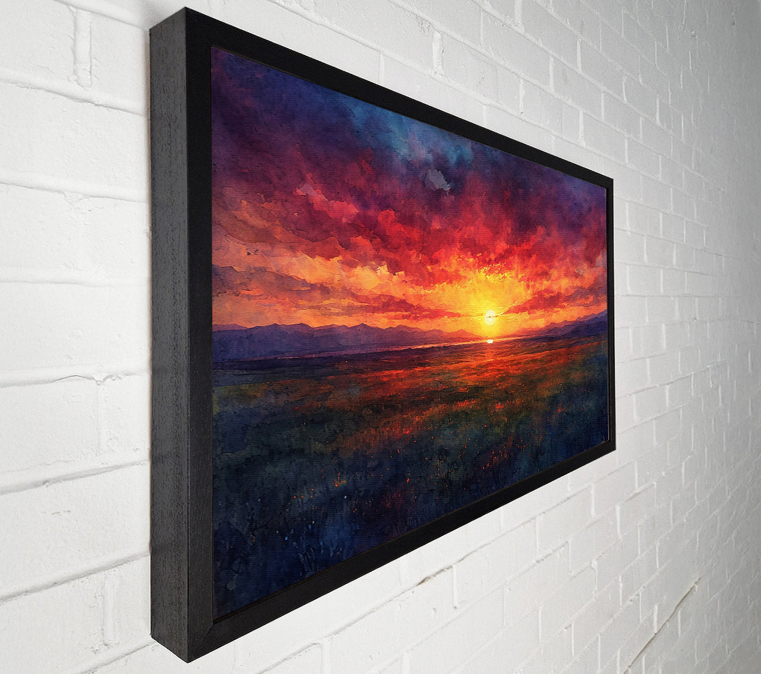  A Canvas Print of Crimson Sunset Field Canvas Wall Art