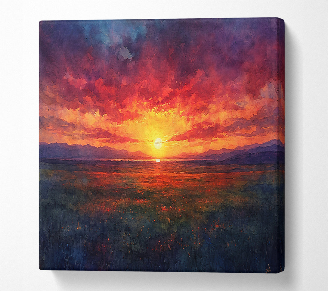  A Canvas Print of Crimson Sunset Field Canvas Wall Art