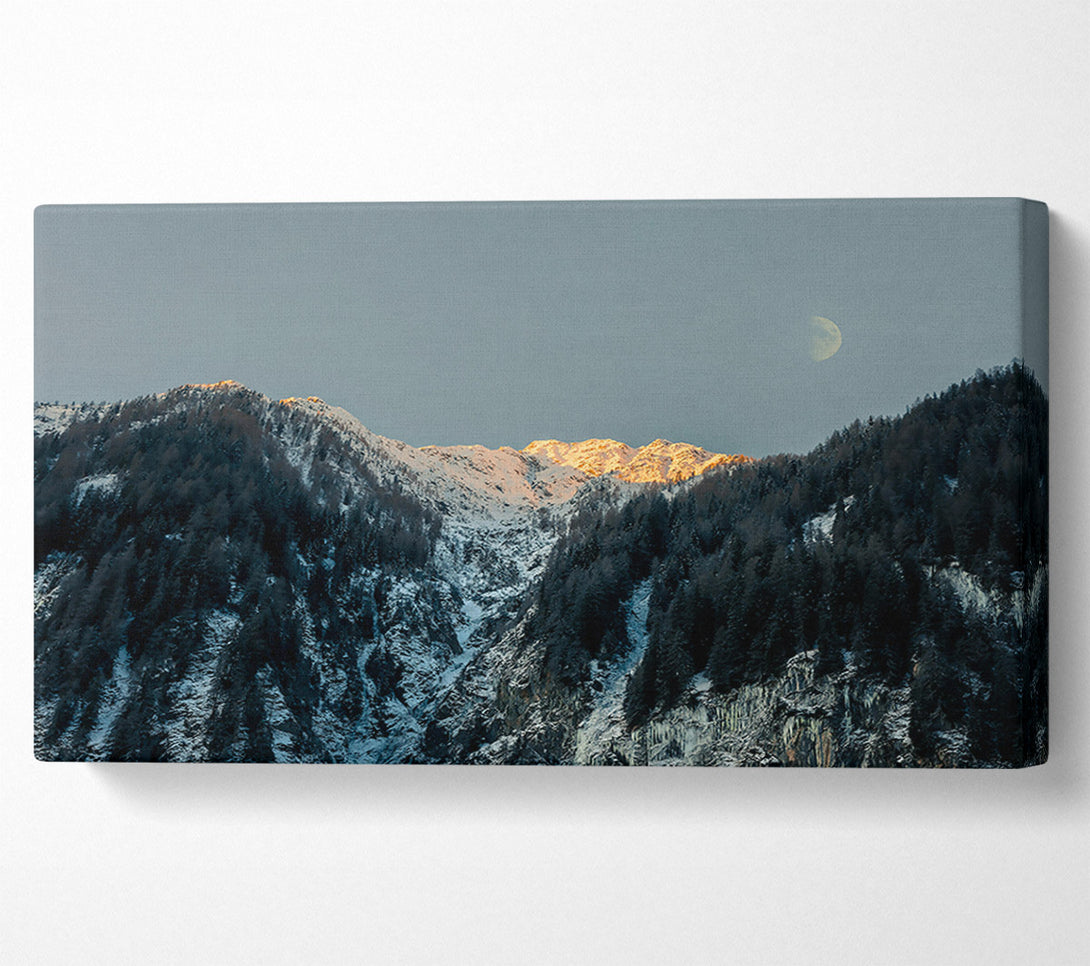  A Canvas Print of Golden Moonlit Peaks Canvas Wall Art