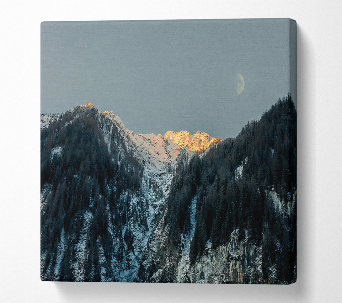  A Canvas Print of Golden Moonlit Peaks Canvas Wall Art