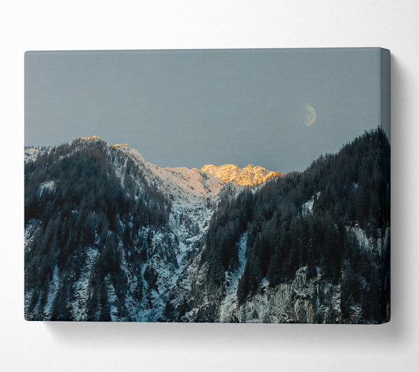  A Canvas Print of Golden Moonlit Peaks Canvas Wall Art