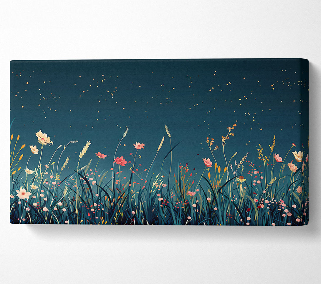  A Canvas Print of Nighttime Teal Meadow Canvas Print