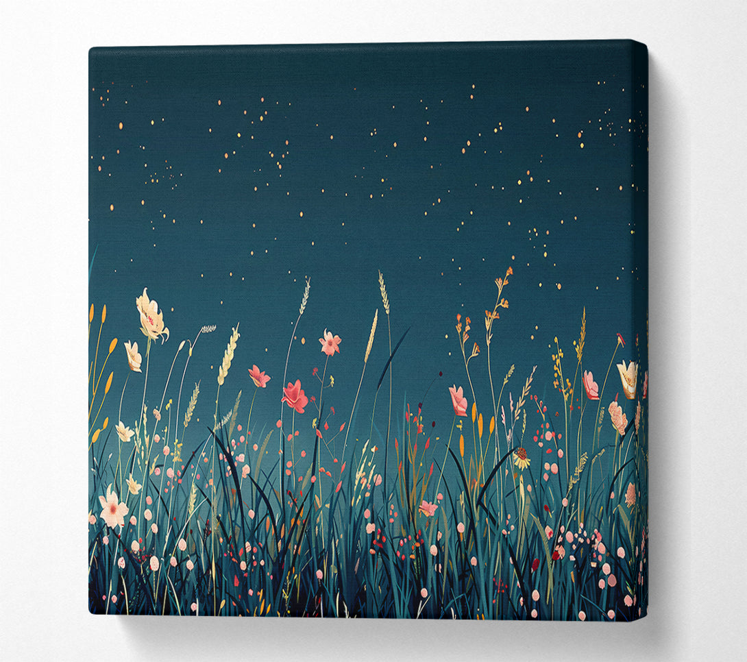  A Canvas Print of Nighttime Teal Meadow Canvas Print