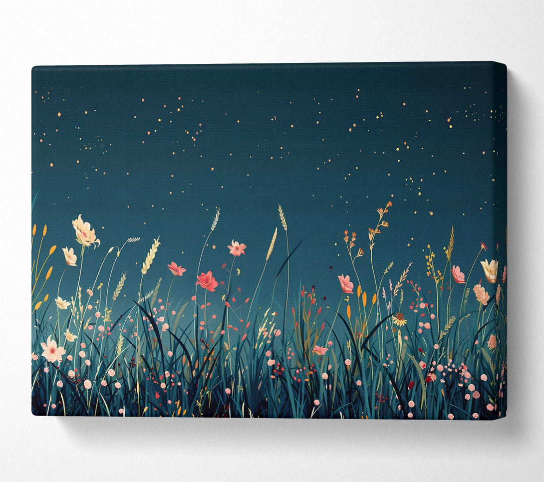  A Canvas Print of Nighttime Teal Meadow Canvas Print