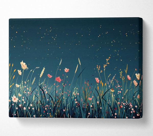  A Canvas Print of Nighttime Teal Meadow Canvas Print