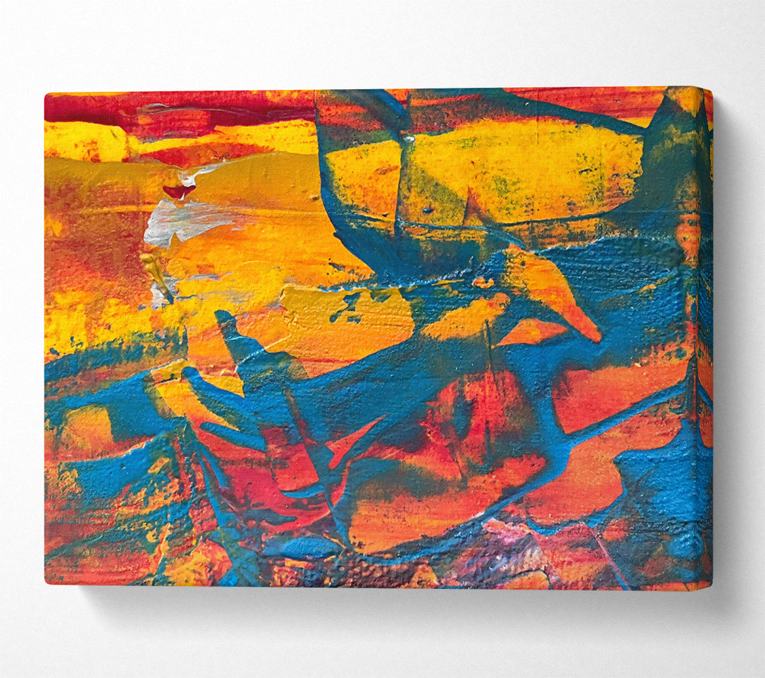  A Canvas Print of Golden Blue Abstract Canvas Print