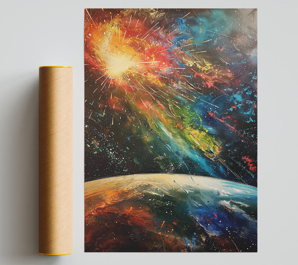 Blue Cosmic Burst Poster