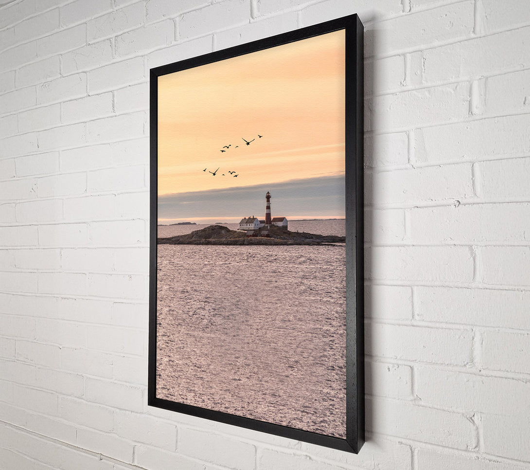  A Canvas Print of Distant Lighthouse With Birds Flying Canvas Art