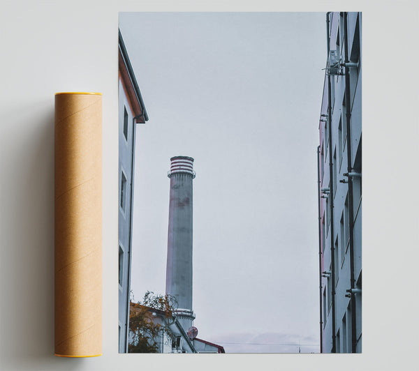 Gray Sky Chimney View Poster