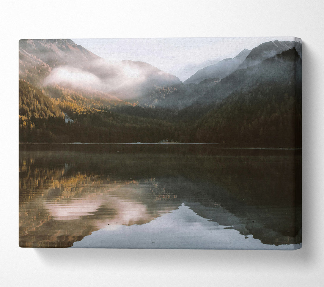  A Canvas Print of Golden Mountain Reflections Canvas Print