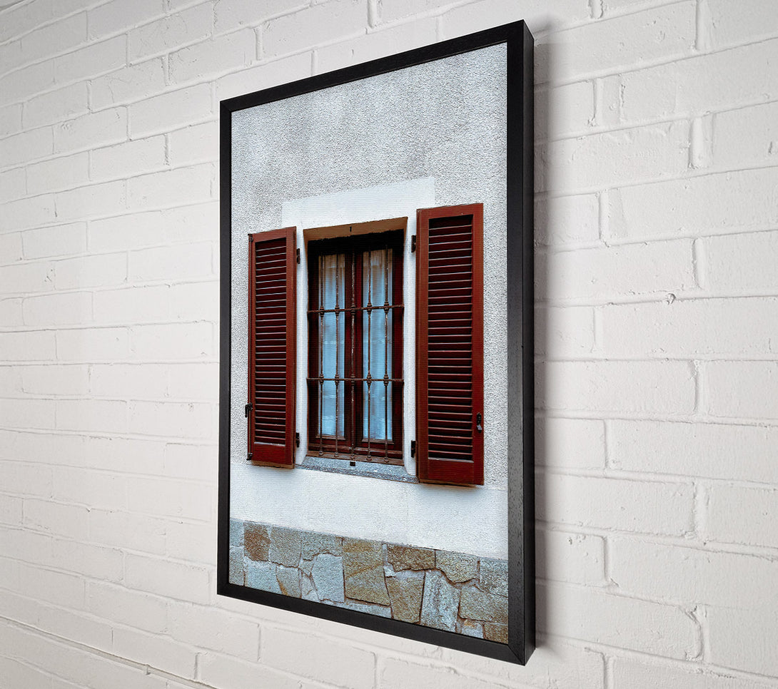  A Canvas Print of Burgundy Shutter Window Canvas Print