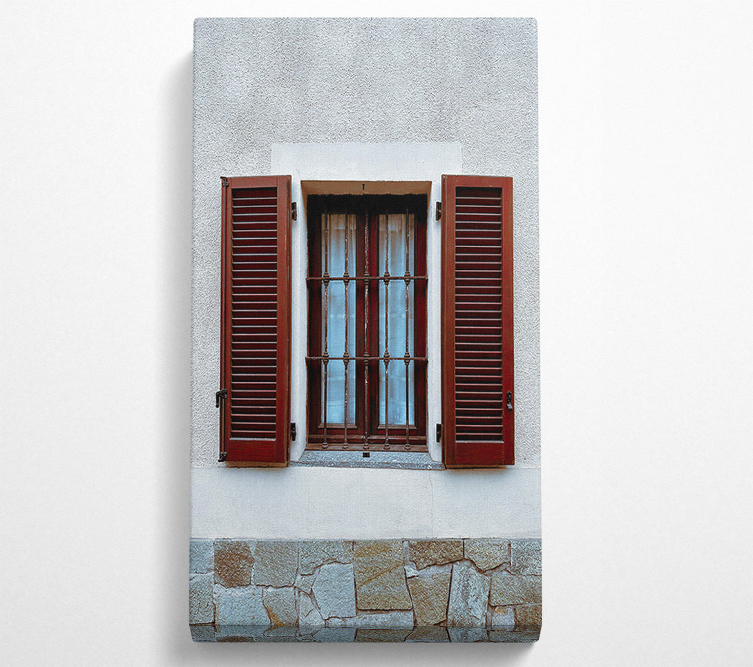  A Canvas Print of Burgundy Shutter Window Canvas Print