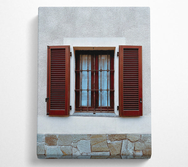  A Canvas Print of Burgundy Shutter Window Canvas Print