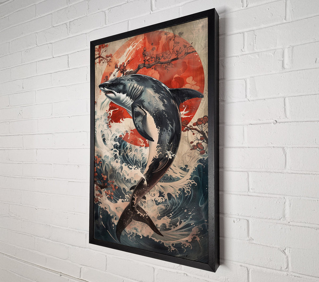  A Canvas Print of Crimson Wave Shark Canvas Art