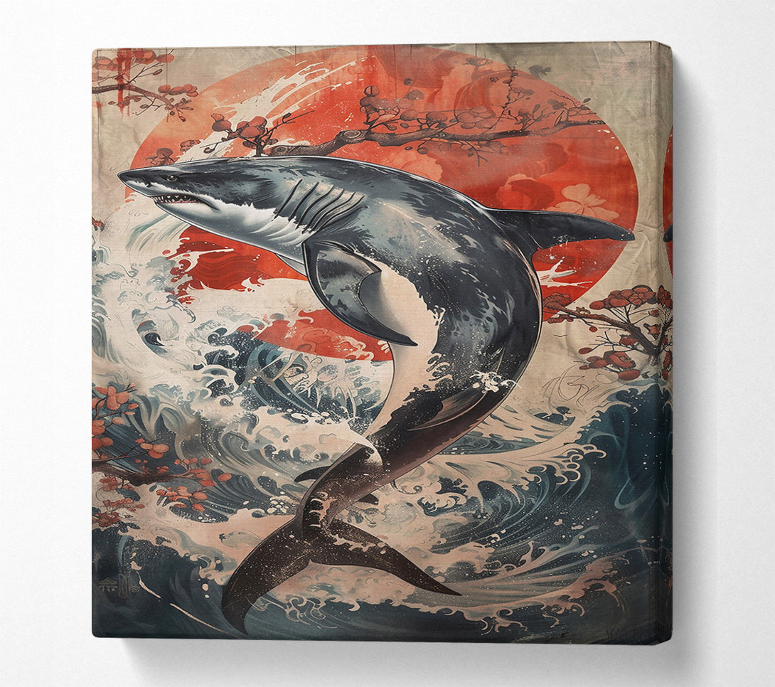  A Canvas Print of Crimson Wave Shark Canvas Art