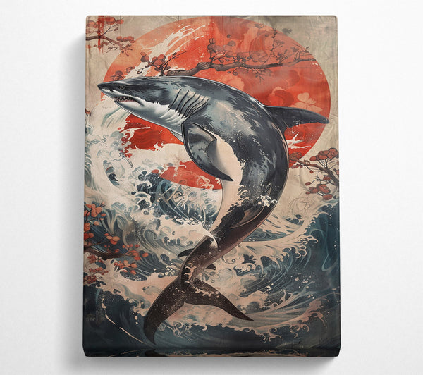  A Canvas Print of Crimson Wave Shark Canvas Art