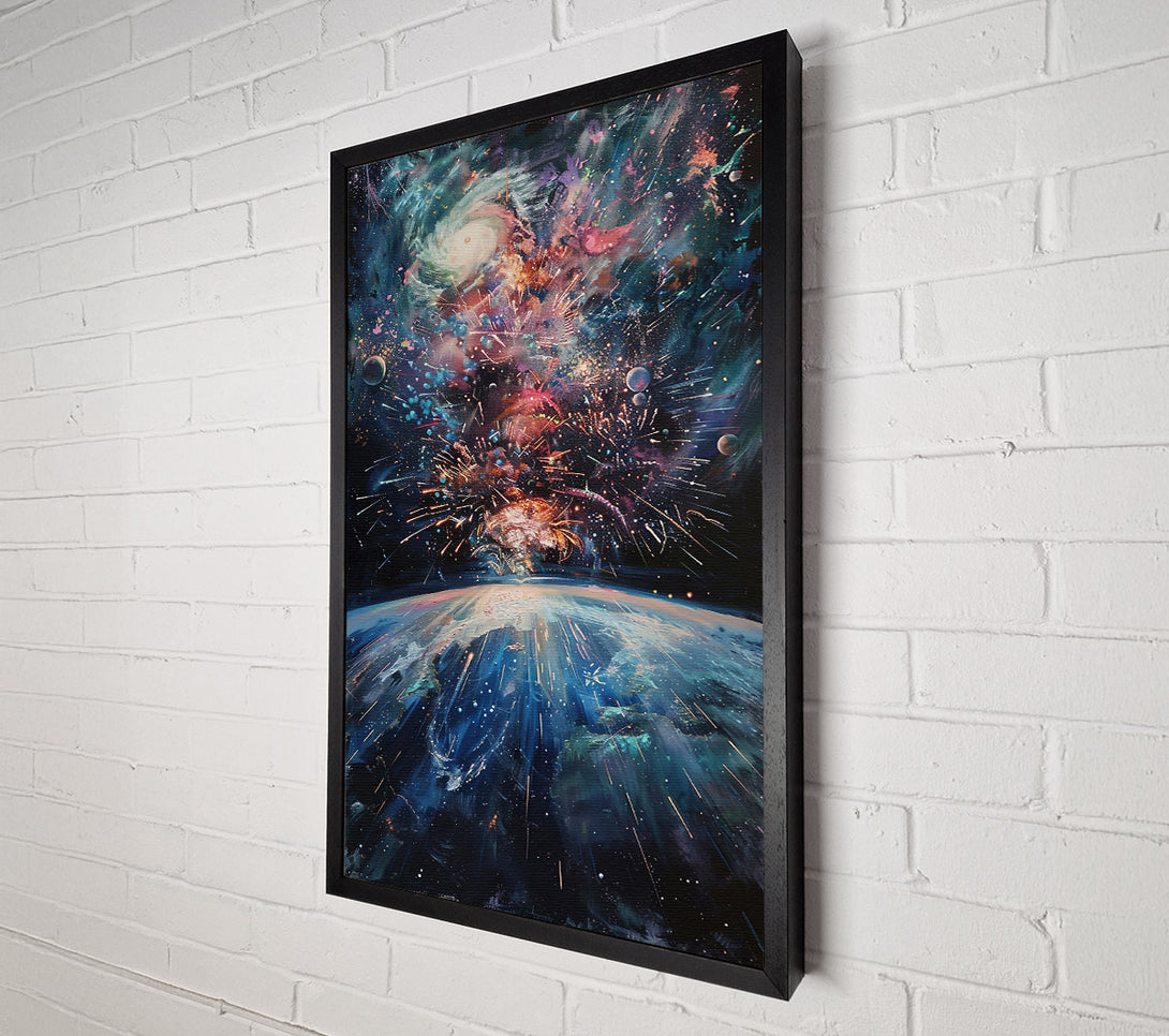  A Canvas Print of Blue Cosmic Fireworks Canvas Print
