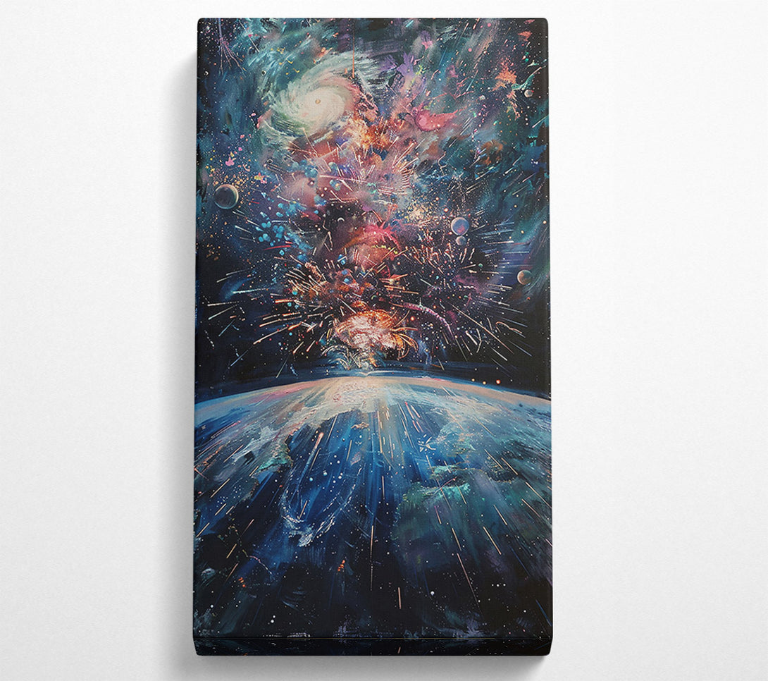  A Canvas Print of Blue Cosmic Fireworks Canvas Print