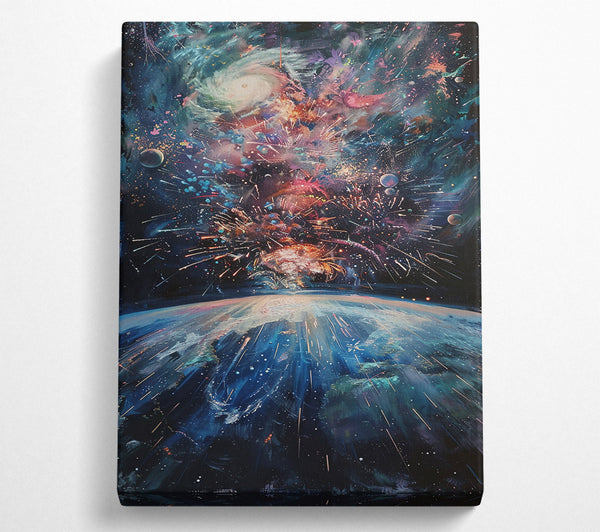  A Canvas Print of Blue Cosmic Fireworks Canvas Print
