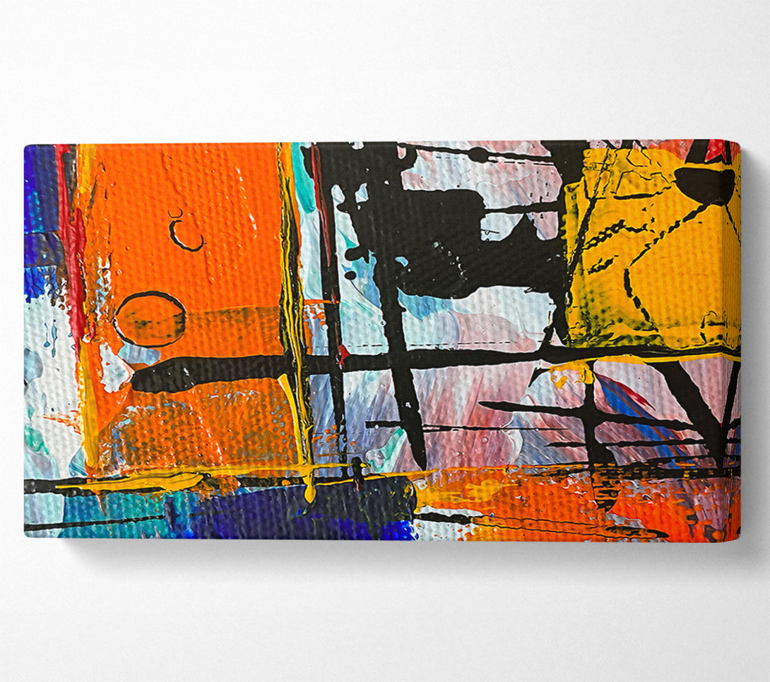  A Canvas Print of Orange Abstract Grid Canvas Art