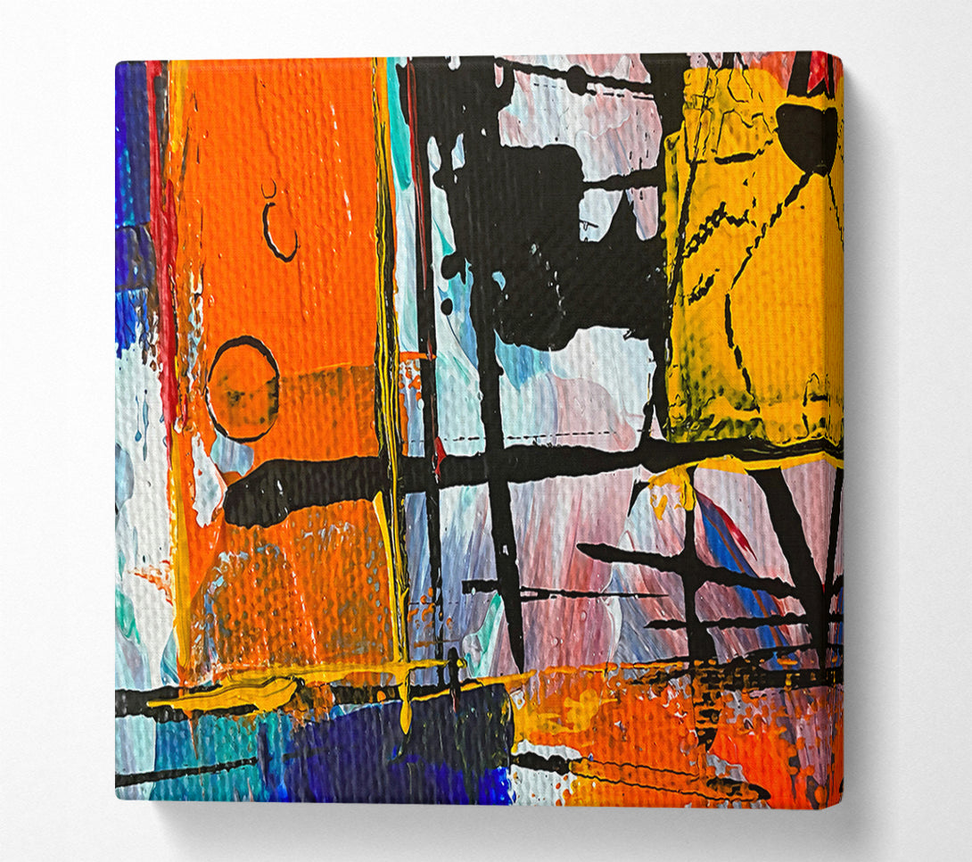  A Canvas Print of Orange Abstract Grid Canvas Art