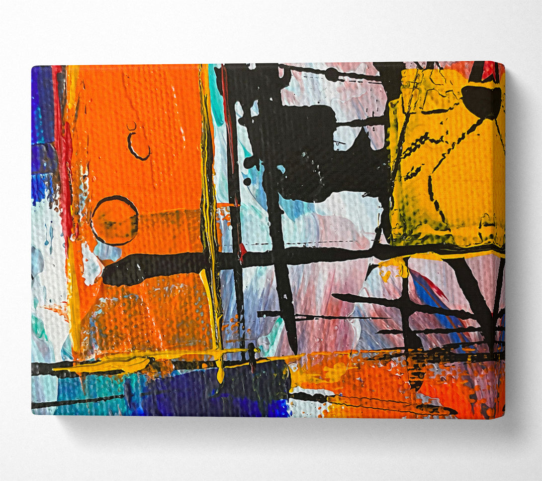  A Canvas Print of Orange Abstract Grid Canvas Art