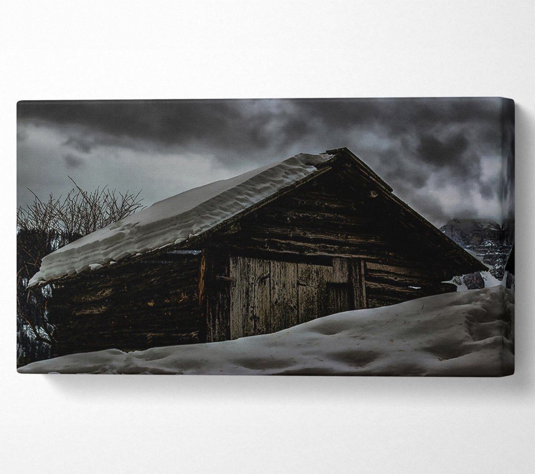 A Canvas Print of White Snowed Cabin Canvas Wall Art