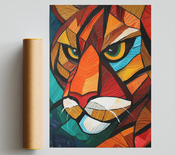 Crimson Feline Gaze Print